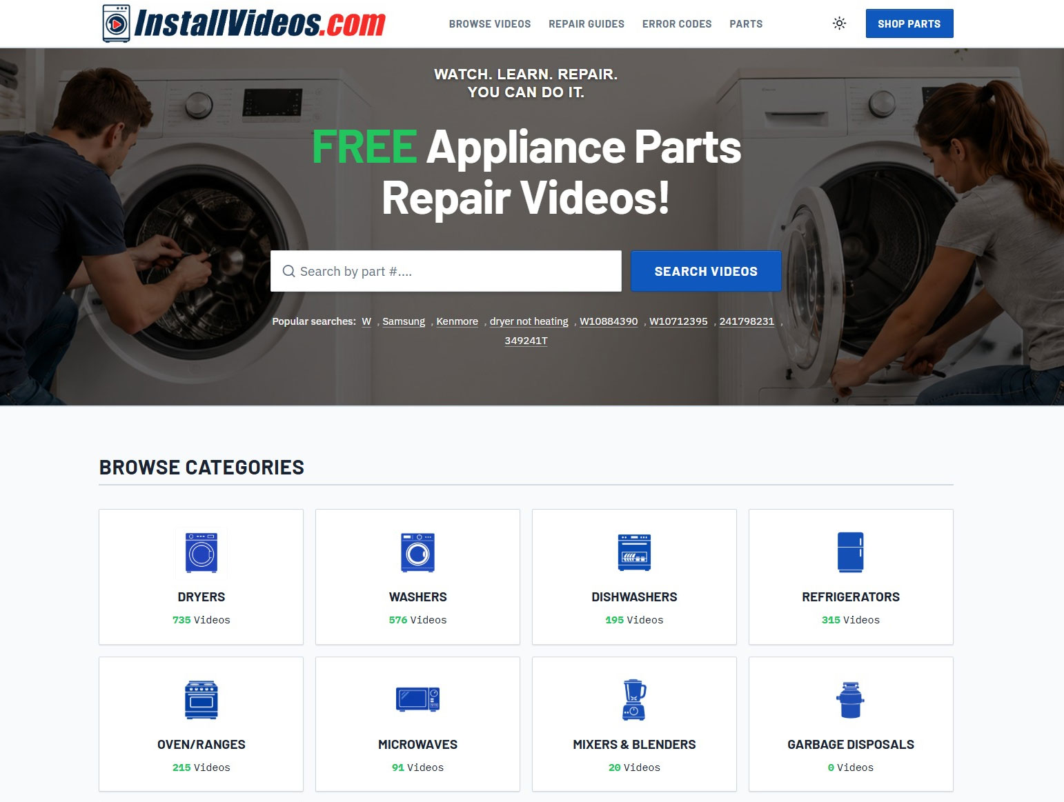 Free appliance part installation video library at InstallVideos.com