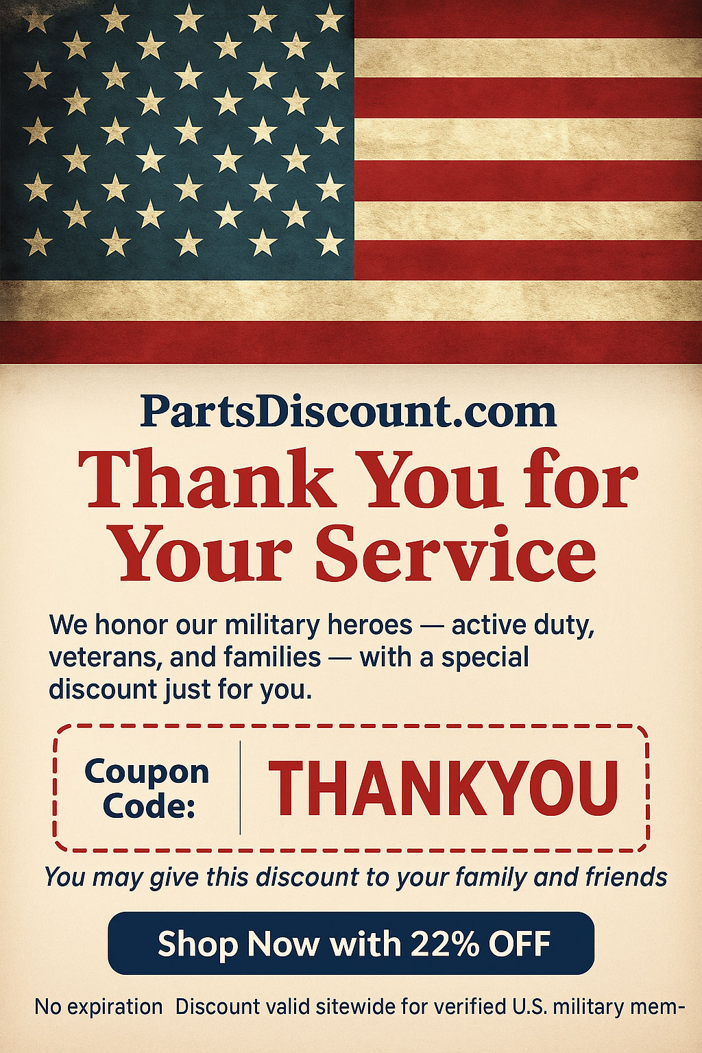 PartsDiscount Military Promo